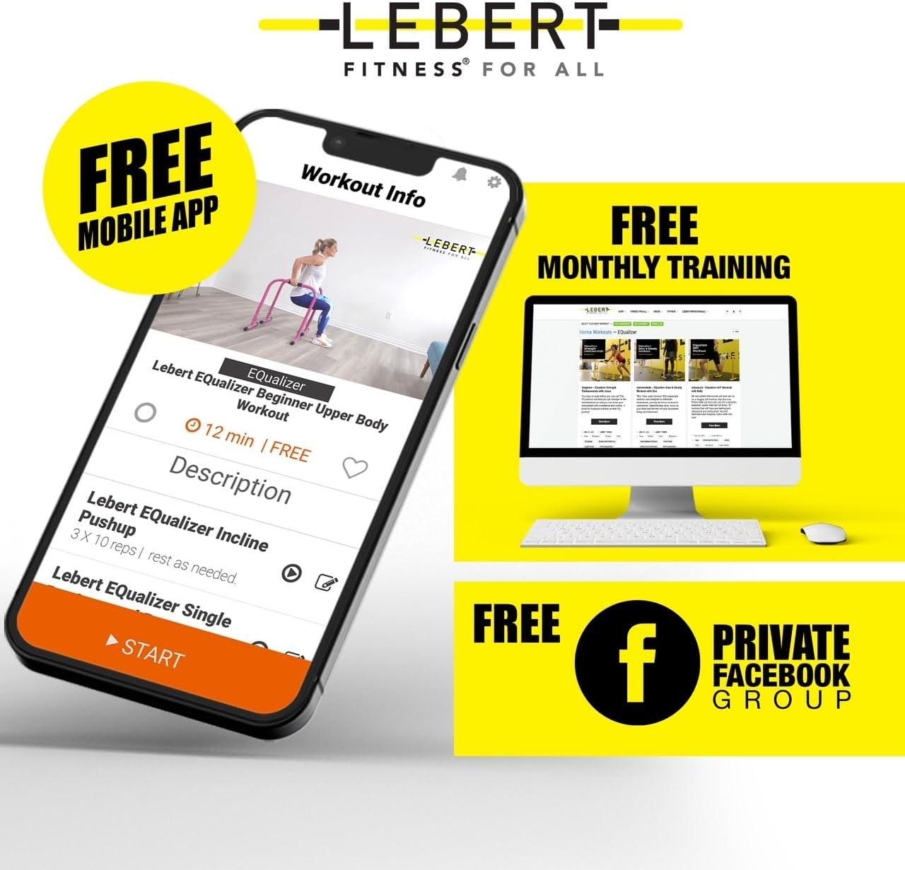 imageLebert Parallette Bars HeavyDuty Bodyweight Training Equipment for Dips Pushups LSits amp Core Workouts NonSlip Grips 400 lb Capacity Includes 2 Bars 2 Workout GuidesYellow