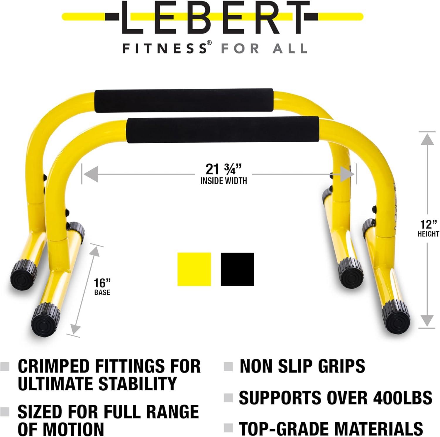 imageLebert Parallette Bars HeavyDuty Bodyweight Training Equipment for Dips Pushups LSits amp Core Workouts NonSlip Grips 400 lb Capacity Includes 2 Bars 2 Workout GuidesYellow