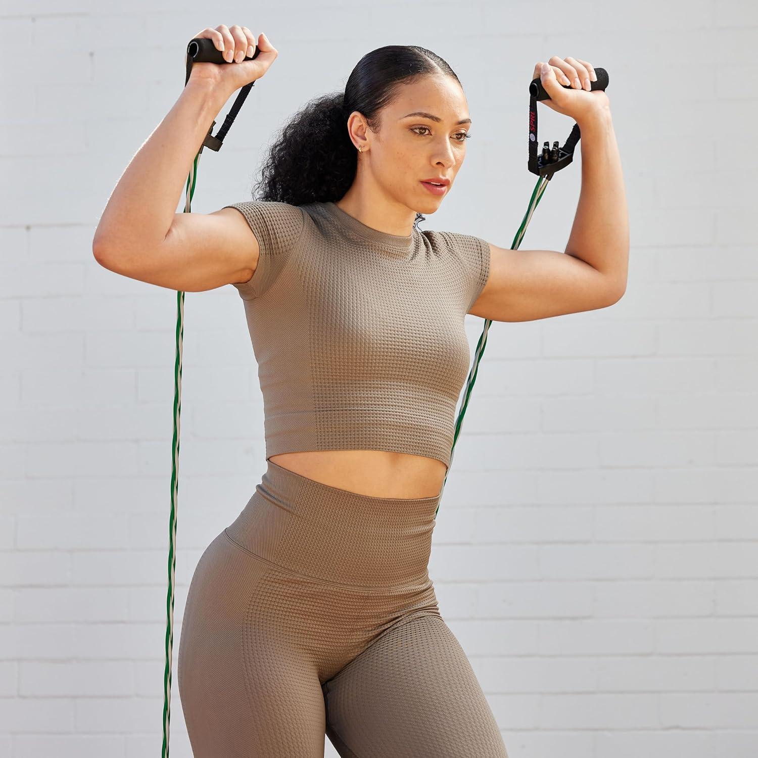 imageSPRI Braided Xertube Resistance Bands Premium Exercise Band for Men amp Women Workout Equipment for Home Gym Fitness Training Comfort Grip for Strength Weights and ResistanceLIGHT