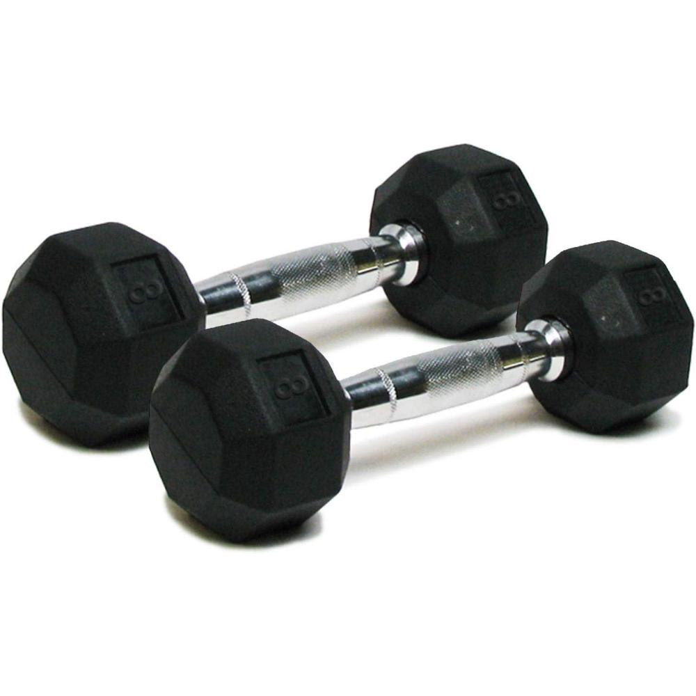 imageDumbbells Hand Weights Set of 2  Rubber Hex Chrome Handle Exercise amp Fitness Dumbbell for Home Gym Equipment Workouts Strength Training Free Weights for Women MenC 8Pound Pair