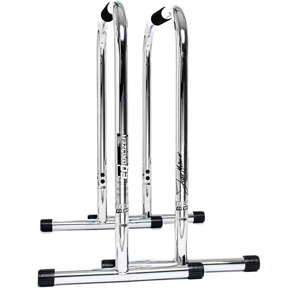 imageLebert Fitness Dip Bar Stand Original Equalizer Total Body Strengthener Pull Up Bar Home Gym Exercise Equipment Dipping Station Frank Medrano Series Workout Guide and Online Group Chrome XL