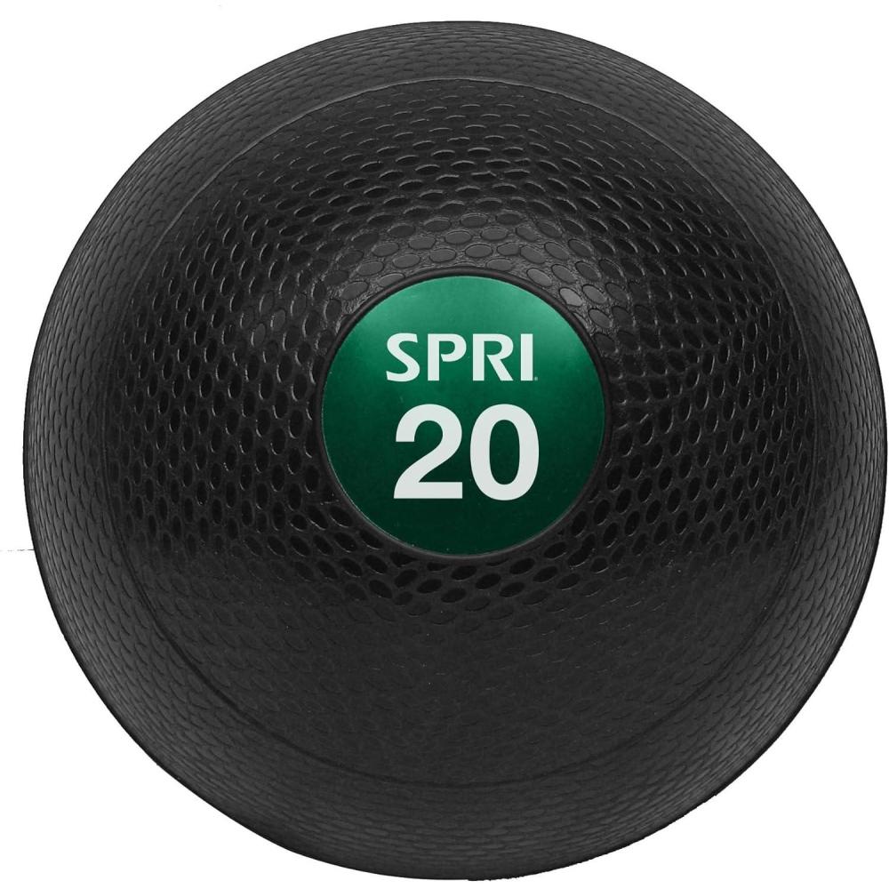 imageSPRI Dead Weight Slam Ball Durable SandFilled NoBounce Heavy Duty Ball for Tossing Slamming Core Strength Training Endurance and General Fitness Easy to Read Weight Label20Pound Green OLD