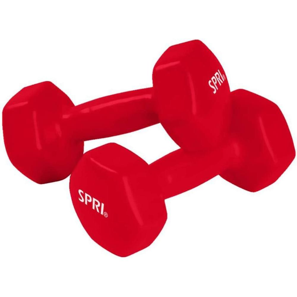 imageSPRI Dumbbells Hand Weights Set of 2 Vinyl Coated Exercise amp Fitness Dumbbell for Home Gym Equipment Workouts Strength Training Free Weights for Women Men 110 Pound 12 15 18 20 lbF Red 6Pound