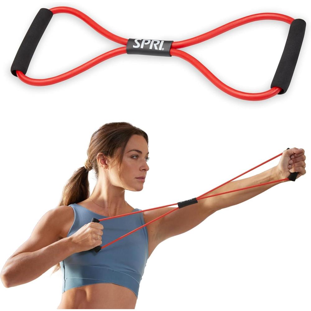 imageSPRI Ultra Toner Figure 8 Resistance Band with Padded Handles Great for Stretch Exercise Fitness Training Yoga Resistance Weights Therapy Gym or Home Workout EquipmentMedium