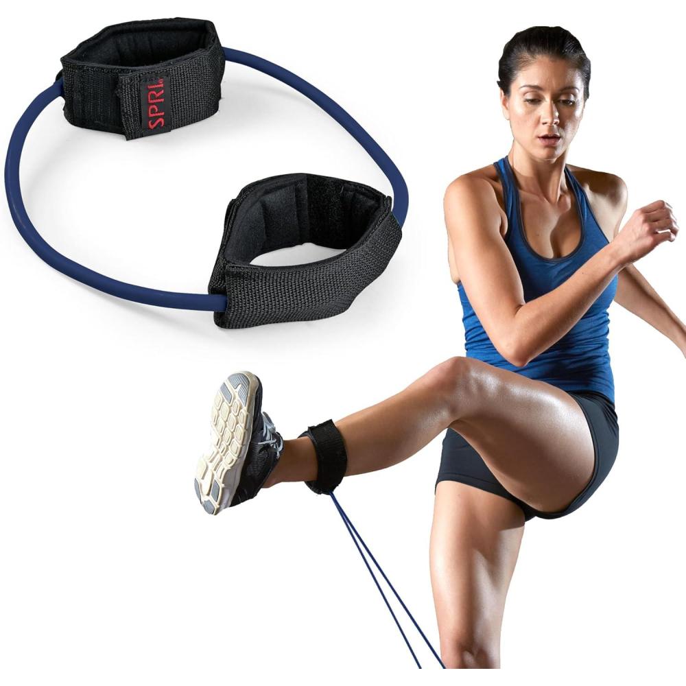 imageSPRI Xercuff Leg Resistance Band Exercise Cord with NonSlip Padded Ankle Cuffs All Bands Sold Separately Portable for the Gym or At Home Workout EquipmentBlue Heavy