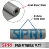 SPRI 12mm Pro Fitness Matt – Thick Exercise Mat for Floor Workouts, Sit-Ups, Push-Ups, Stretching, Toning, and General Fitness – Non-Slip Texture, Cushioned, Portable Rolling Mat with Carrying Strap(Grey)