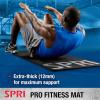 SPRI 12mm Pro Fitness Matt – Thick Exercise Mat for Floor Workouts, Sit-Ups, Push-Ups, Stretching, Toning, and General Fitness – Non-Slip Texture, Cushioned, Portable Rolling Mat with Carrying Strap(Black)