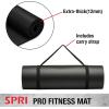 SPRI 12mm Pro Fitness Matt – Thick Exercise Mat for Floor Workouts, Sit-Ups, Push-Ups, Stretching, Toning, and General Fitness – Non-Slip Texture, Cushioned, Portable Rolling Mat with Carrying Strap(Black)