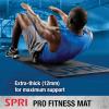 SPRI 12mm Pro Fitness Matt – Thick Exercise Mat for Floor Workouts, Sit-Ups, Push-Ups, Stretching, Toning, and General Fitness – Non-Slip Texture, Cushioned, Portable Rolling Mat with Carrying Strap(Grey)