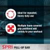 SPRI Pull Up Bar – 8-Grip and 12-Grip Door Frame Mounting Pull-Up Bar for Versatile Workouts – Rugged Steel Frame with Foam Handles – Supports 300 Pounds – Fits Door Frames Up to 32 in. Wide – Black(8 Grip)