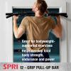 SPRI Pull Up Bar – 8-Grip and 12-Grip Door Frame Mounting Pull-Up Bar for Versatile Workouts – Rugged Steel Frame with Foam Handles – Supports 300 Pounds – Fits Door Frames Up to 32 in. Wide – Black(12 Grip)