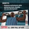 SPRI Pull Up Bar – 8-Grip and 12-Grip Door Frame Mounting Pull-Up Bar for Versatile Workouts – Rugged Steel Frame with Foam Handles – Supports 300 Pounds – Fits Door Frames Up to 32 in. Wide – Black(12 Grip)