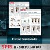 SPRI Pull Up Bar – 8-Grip and 12-Grip Door Frame Mounting Pull-Up Bar for Versatile Workouts – Rugged Steel Frame with Foam Handles – Supports 300 Pounds – Fits Door Frames Up to 32 in. Wide – Black(12 Grip)