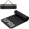 SPRI 12mm Pro Fitness Matt – Thick Exercise Mat for Floor Workouts, Sit-Ups, Push-Ups, Stretching, Toning, and General Fitness – Non-Slip Texture, Cushioned, Portable Rolling Mat with Carrying Strap(Black)