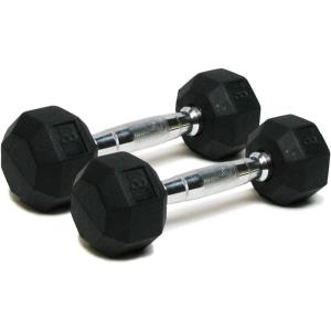 Dumbbells Hand Weights Set of 2 – Rubber Hex Chrome Handle Exercise & Fitness Dumbbell for Home Gym Equipment Workouts Strength Training Free Weights for Women, Men(C) 8-Pound (Pair))