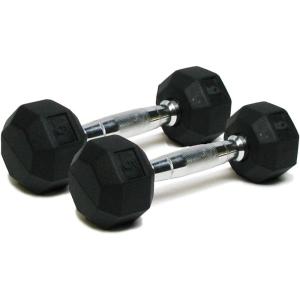 Dumbbells Hand Weights Set of 2 – Rubber Hex Chrome Handle Exercise & Fitness Dumbbell for Home Gym Equipment Workouts Strength Training Free Weights for Women, Men(B) 5-Pound (Pair))