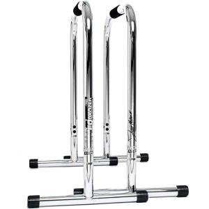 Lebert Fitness Dip Bar Stand – Original Equalizer Total Body Strengthener Pull Up Bar Home Gym Exercise Equipment Dipping Station – Frank Medrano Series, Workout Guide and Online Group – Chrome (XL)