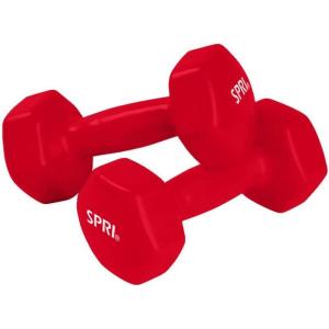 SPRI Dumbbells Hand Weights Set of 2 – Vinyl Coated Exercise & Fitness Dumbbell for Home Gym Equipment Workouts Strength Training Free Weights for Women, Men (1-10 Pound, 12, 15, 18, 20 lb)((F) Red | 6-Pound)