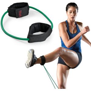 SPRI Xercuff Leg Resistance Band Exercise Cord with Non-Slip Padded Ankle Cuffs (All Bands Sold Separately) Portable for the Gym or At Home Workout Equipment(Green (Light))