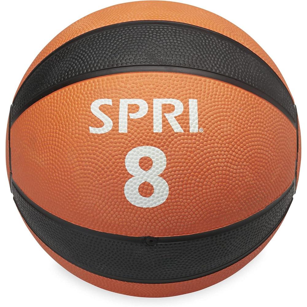 imageSPRI Medicine Ball Exercise Workout Ball for Endurance Training Thick Walled HeavyDuty Textured Surface EasytoRead Weight Label MultiUse Fitness Tool Durable Construction08Pound Orange