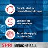 SPRI Medicine Ball – Exercise Workout Ball for Endurance Training – Thick Walled Heavy-Duty Textured Surface, Easy-to-Read Weight Label – Multi-Use Fitness Tool – Durable Construction(08-Pound (Orange))